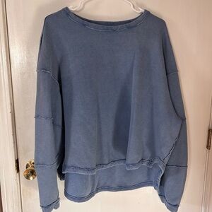 We The Free Sky Blue Ribbed Top